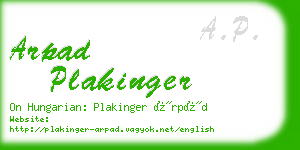 arpad plakinger business card